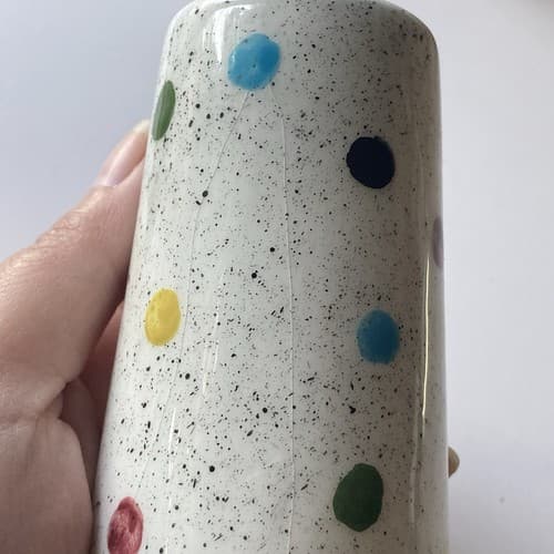 Vintage Post Modern Ceramic Salt and Pepper Shakers Polka Dots Colorful 80s 90s - Thumbnail 8