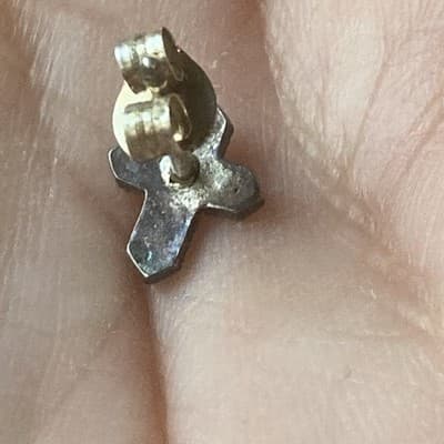 VTG Deadstock Sterling Silver 925 Marcasite Cross Crucifix Post Earrings Tomas - Thumbnail 8