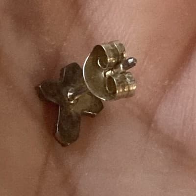 VTG Deadstock Sterling Silver 925 Marcasite Cross Crucifix Post Earrings Tomas - Thumbnail 7