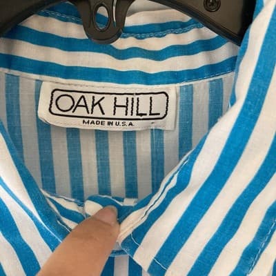 VTG Oak Hill Striped Oxford Button Up Shirt Womens LRG Quiet Luxury Office Core - Thumbnail 3