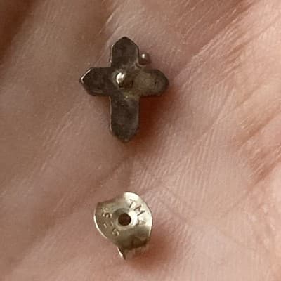 VTG Deadstock Sterling Silver 925 Marcasite Cross Crucifix Post Earrings Tomas - Thumbnail 9