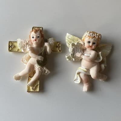 Vintage Y2K Fiore Angel Cherub Resin Magnets 2pc DEADSTOCK Angel Core Heavenly - Thumbnail 3