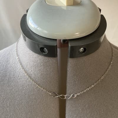 Sterling Silver 925 Double Infinity Pendant Necklace Dainty Minimalist LOVE FAM - Thumbnail 4
