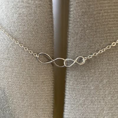 Sterling Silver 925 Double Infinity Pendant Necklace Dainty Minimalist LOVE FAM - Thumbnail 5