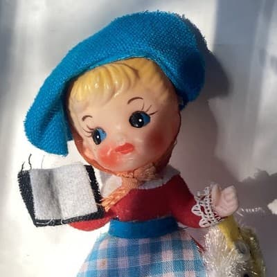 Vintage Mary Had A Little Lamb Bo Peep Plastic Blow Mold Flocked Ornament MCM - Thumbnail 12