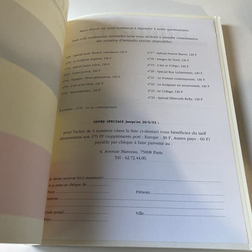 Vintage Artstudio Spécial Ellsworth Kelly n°24 Printemps 1992 Book Catalog - Thumbnail 2