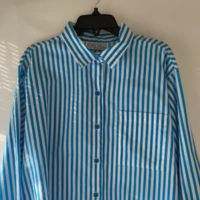 VTG Oak Hill Striped Oxford Button Up Shirt Womens LRG Quiet Luxury Office Core - Thumbnail 2
