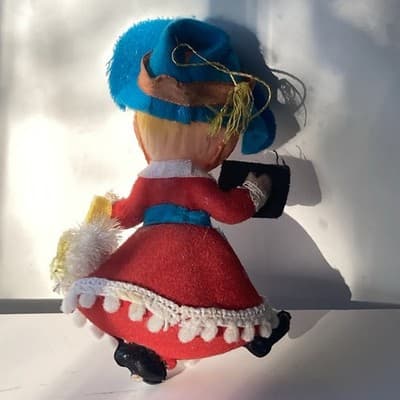Vintage Mary Had A Little Lamb Bo Peep Plastic Blow Mold Flocked Ornament MCM - Thumbnail 2