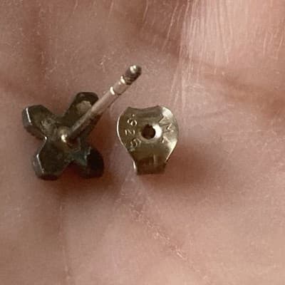VTG Deadstock Sterling Silver 925 Marcasite Cross Crucifix Post Earrings Tomas - Thumbnail 21