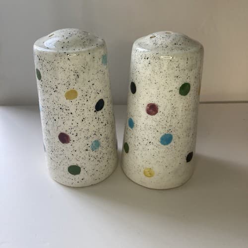 Vintage Post Modern Ceramic Salt and Pepper Shakers Polka Dots Colorful 80s 90s - Thumbnail 11