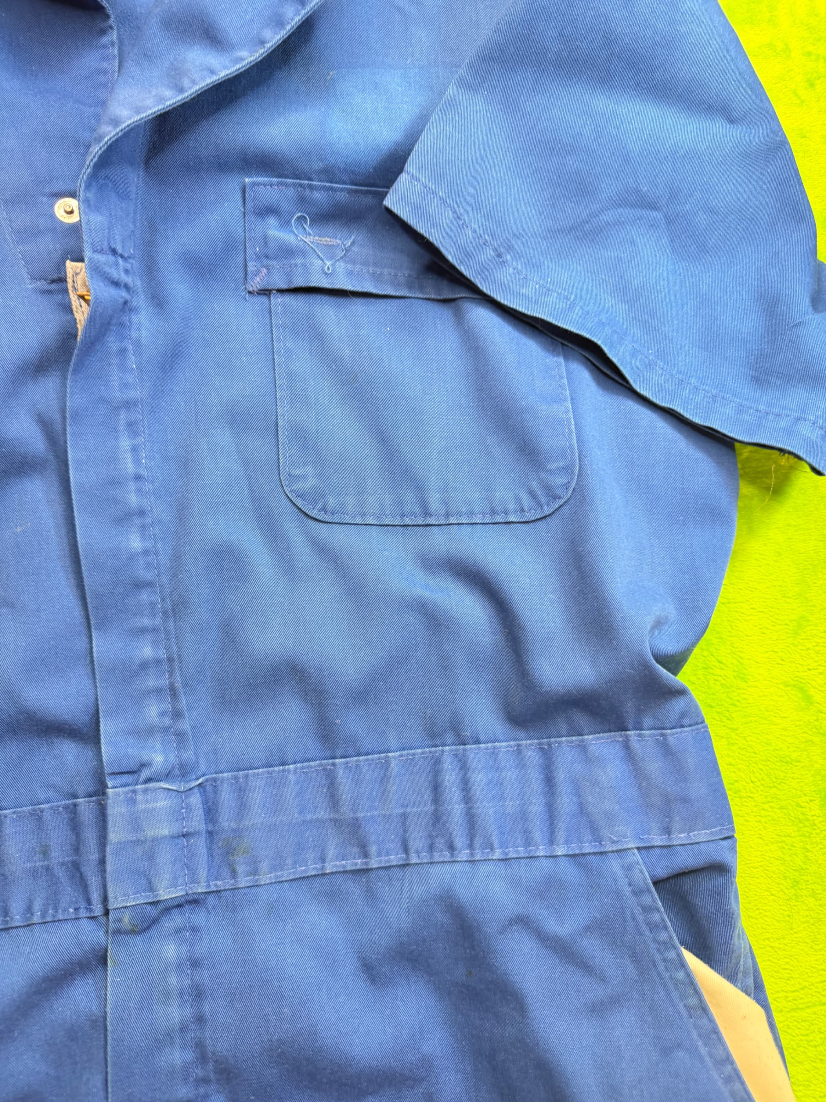 Vtg 1970s Racing Stripe Coverall Jumpsuit Sz 46R Blue SS Mechanic - Thumbnail 5