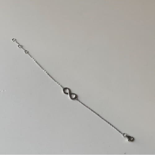 Sterling 925 Infinity Symbol Chain Bracelet Delicate Dainty LOVE Valentines Day - Thumbnail 2