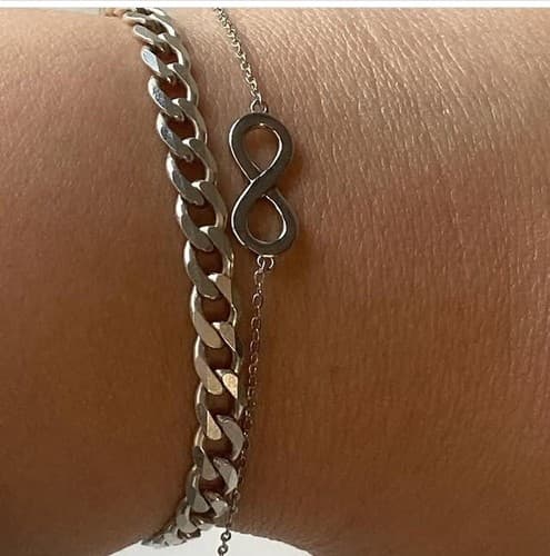 Sterling 925 Infinity Symbol Chain Bracelet Delicate Dainty LOVE Valentines Day - Thumbnail 3