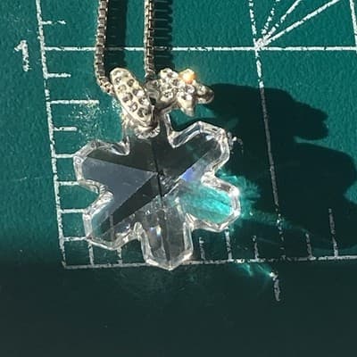 VTG Swarovski Crystal Snowflake Pave Sterling Silver 925 AU Pendant Chain XMAS - Thumbnail 2