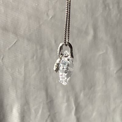 VTG Swarovski Crystal Snowflake Pave Sterling Silver 925 AU Pendant Chain XMAS - Thumbnail 7