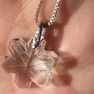 VTG Swarovski Crystal Snowflake Pave Sterling Silver 925 AU Pendant Chain XMAS - Thumbnail 11