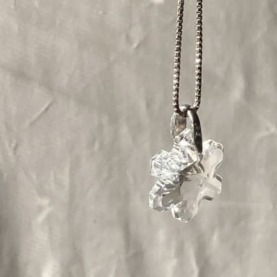 VTG Swarovski Crystal Snowflake Pave Sterling Silver 925 AU Pendant Chain XMAS - Thumbnail 8