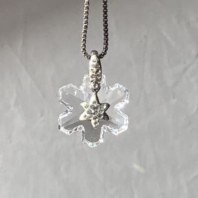 VTG Swarovski Crystal Snowflake Pave Sterling Silver 925 AU Pendant Chain XMAS - Thumbnail 9
