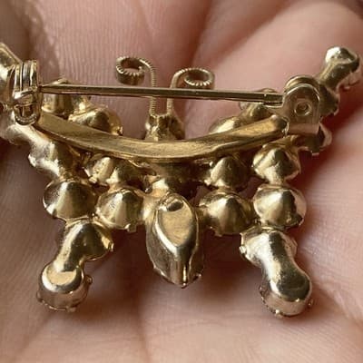 Vintage Juliana D&E? Butterfly Rhinestone Brooch MCM Pink Red READ DESCRIPTION! - Thumbnail 8