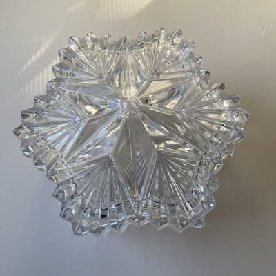 Vintage Glass Crystal Star Lidded Jewelry Trinket Box Dish Celestial Astral - Thumbnail 13