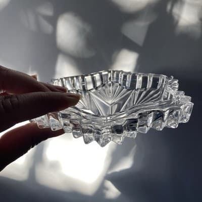 Vintage Glass Crystal Star Lidded Jewelry Trinket Box Dish Celestial Astral - Thumbnail 9