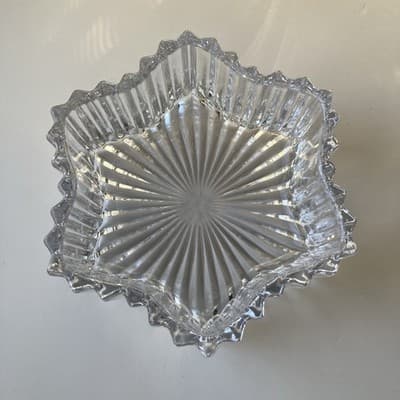 Vintage Glass Crystal Star Lidded Jewelry Trinket Box Dish Celestial Astral - Thumbnail 14