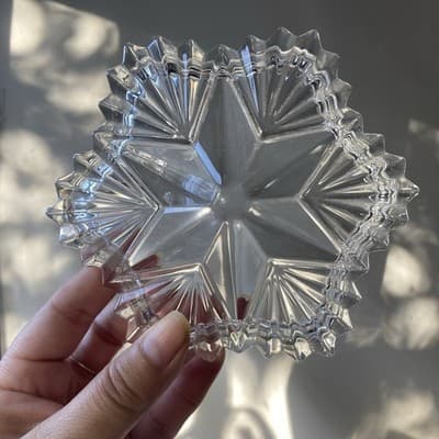 Vintage Glass Crystal Star Lidded Jewelry Trinket Box Dish Celestial Astral - Thumbnail 17
