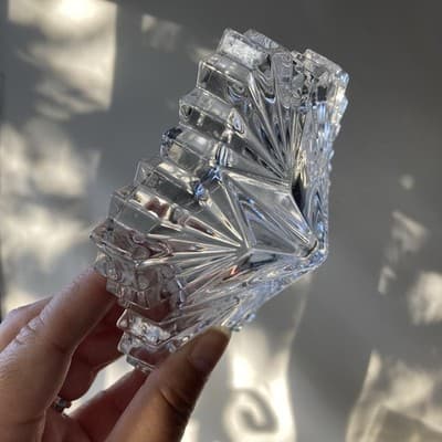 Vintage Glass Crystal Star Lidded Jewelry Trinket Box Dish Celestial Astral - Thumbnail 10