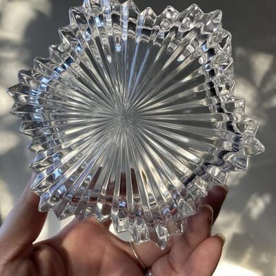 Vintage Glass Crystal Star Lidded Jewelry Trinket Box Dish Celestial Astral - Thumbnail 12