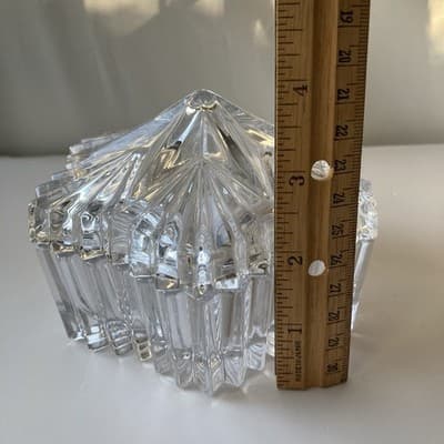 Vintage Glass Crystal Star Lidded Jewelry Trinket Box Dish Celestial Astral - Thumbnail 3