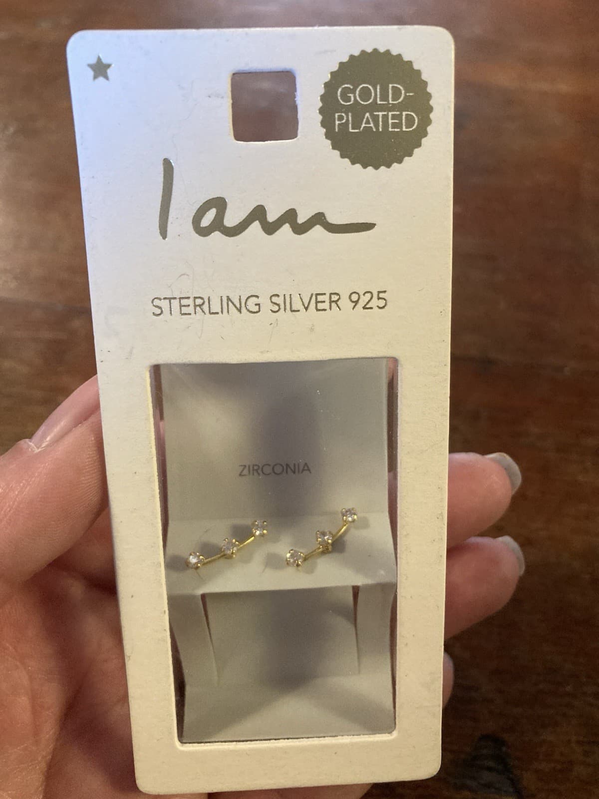 I AM GOLD PLATED 925 STERLING SILVER ZIRCONIA Rhinestones Ear Climber EARRINGS - Thumbnail 2