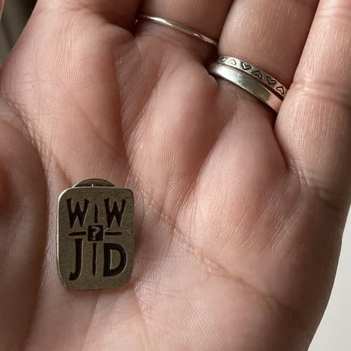 Vintage WWJD What Would Jesus Do? Pewter Pin Christianity Catholic USA MADE - Thumbnail 5
