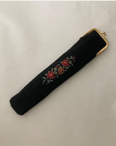 Vintage West Germany Golden Seal Petit Point Comb Brush Floral Vanity Celluloid - Thumbnail 12