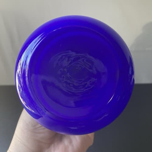 Vintage MCM Guildcraft Italy Cobalt Blue Cased Glass Bud Vase Art Glass 10inch - Thumbnail 11