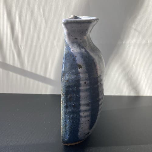 Vintage Studio Pottery Wall Vase Pocket Artist Signed HERRICK VTG MCM Blues - Thumbnail 12