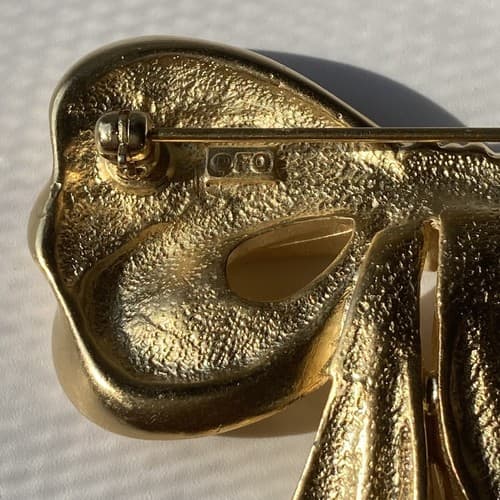Vintage Gold Tone Bow Brooch Lolita Kawaii Coquette Vtg 2x2 Estate By FO - Thumbnail 6
