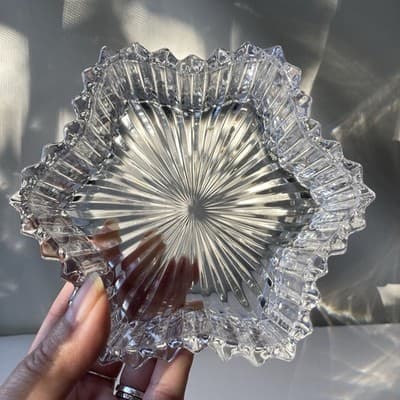 Vintage Glass Crystal Star Lidded Jewelry Trinket Box Dish Celestial Astral - Thumbnail 7