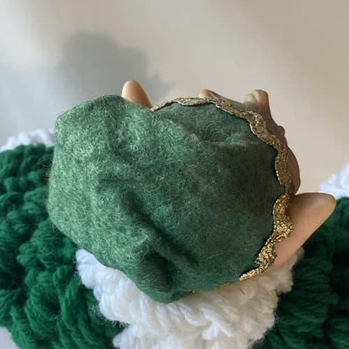 Vintage Christmas Elf Figurine Rubber Face Hands Knitted Crochet Pixie Elve 12" - Thumbnail 10