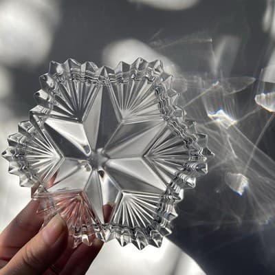 Vintage Glass Crystal Star Lidded Jewelry Trinket Box Dish Celestial Astral - Thumbnail 16