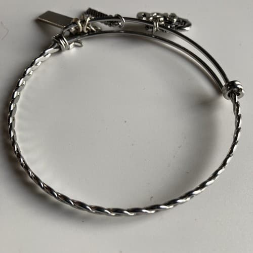EUC SILVERTONE EXPANDABLE BANGLE CHARM BRACELET PATRIOTIC NAVY COURAGE USA - Thumbnail 3