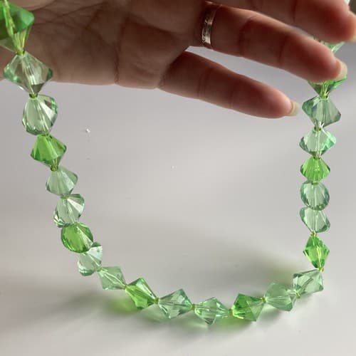 VTG LUCITE FACETED BEADS NECKLACE BRIGHT LIME GREEN FROM WEST GERMANY READ DESC - Thumbnail 8