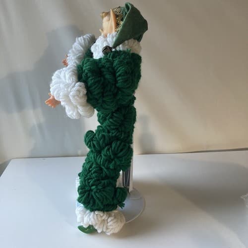 Vintage Christmas Elf Figurine Rubber Face Hands Knitted Crochet Pixie Elve 12" - Thumbnail 14