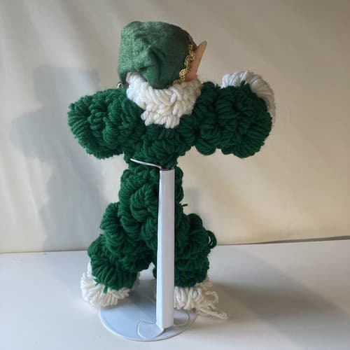Vintage Christmas Elf Figurine Rubber Face Hands Knitted Crochet Pixie Elve 12" - Thumbnail 3