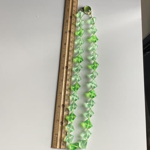VTG LUCITE FACETED BEADS NECKLACE BRIGHT LIME GREEN FROM WEST GERMANY READ DESC - Thumbnail 6