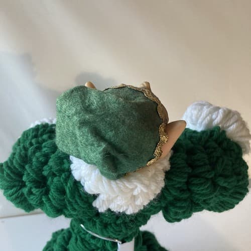 Vintage Christmas Elf Figurine Rubber Face Hands Knitted Crochet Pixie Elve 12" - Thumbnail 7