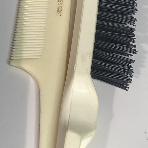 Vintage West Germany Golden Seal Petit Point Comb Brush Floral Vanity Celluloid - Thumbnail 7