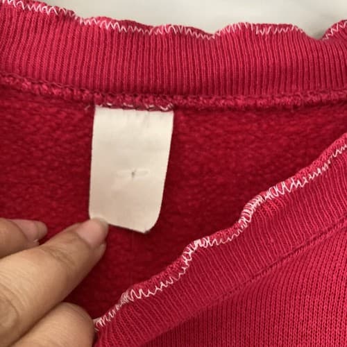 Vintage Sweatshirt Crewneck 80s 90s Blank Raglan Raspberry Ruffles Medium READ - Thumbnail 4