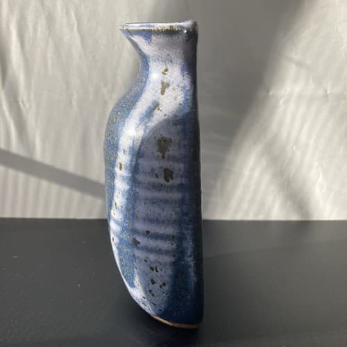 Vintage Studio Pottery Wall Vase Pocket Artist Signed HERRICK VTG MCM Blues - Thumbnail 13