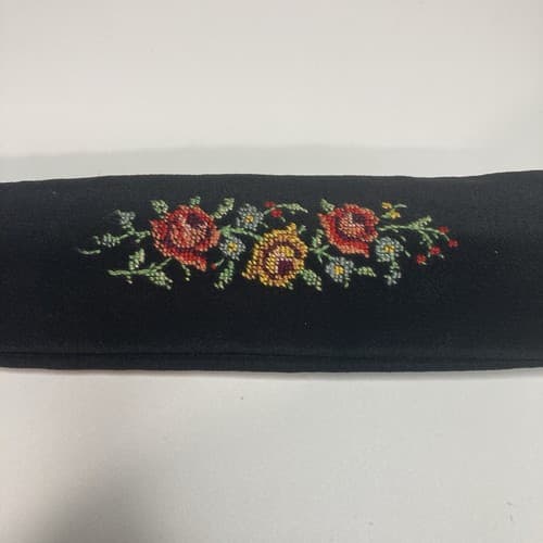 Vintage West Germany Golden Seal Petit Point Comb Brush Floral Vanity Celluloid - Thumbnail 4