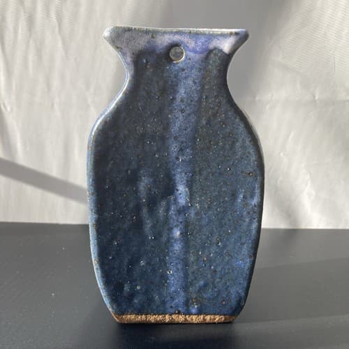 Vintage Studio Pottery Wall Vase Pocket Artist Signed HERRICK VTG MCM Blues - Thumbnail 8